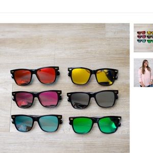 Black Frame Sunglasses Blue Lenses